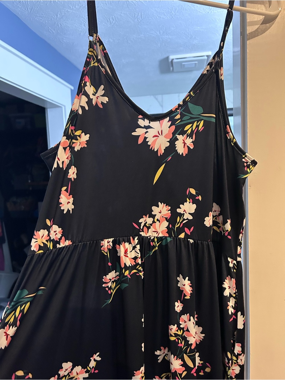 Navy Floral Maxi Dress with Pink Blossom Print - Picture 6 of 6